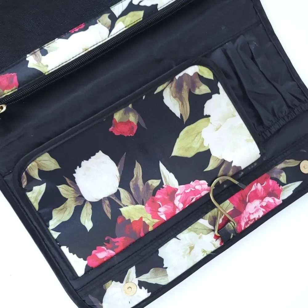 Isabella Scott Hanging Makeup Cosmetic Toiletry Oranizer Travel Fold Up Floral